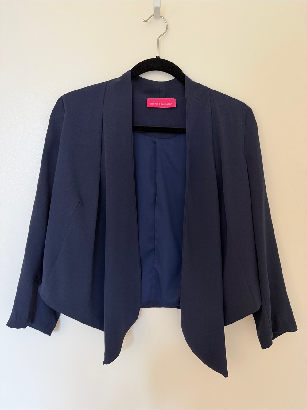 Navy Open Drape Front Blazer